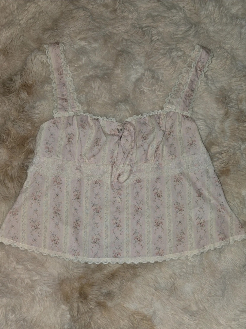 Cider Pale Pink Floral Lace-Trim Tank